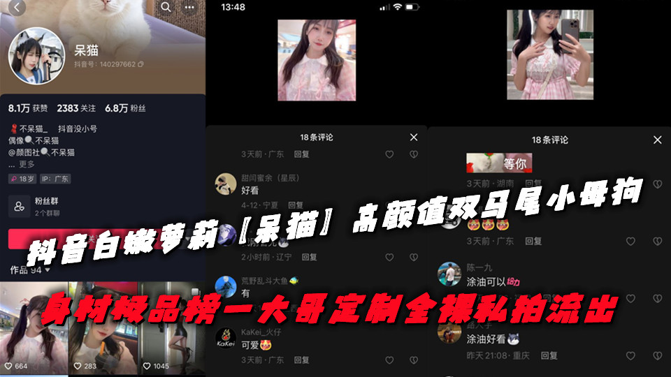 抖音白嫩萝莉【呆猫】高颜值双马尾小母狗，身材极品榜一大哥定制全裸私拍流出