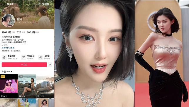 抖音拥有286W粉丝女网红【程儿】本名【马程程】车展若隐若现走光一幕真是让人想入非非，白色内内把鲍鱼勒出不一样的风采