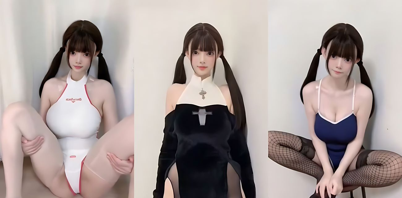 抖音双马尾主播【泡芙】门槛自慰福利流出，黑丝情趣装轮番展示身材，粉嫩小穴被手指道具抽插淫水喷射