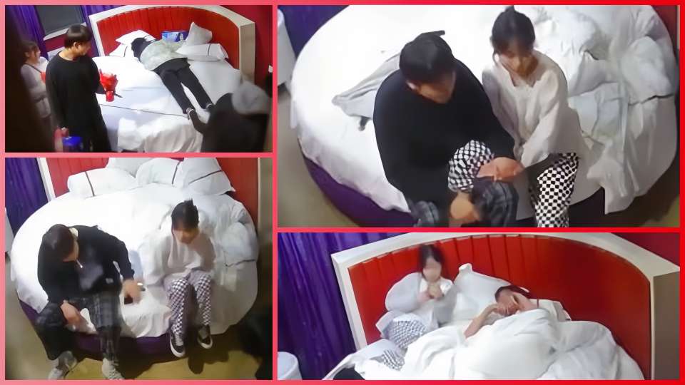 酒店偷拍，平安夜3个老铁陪哥们去开房，把妹子搞完后不知啥原因哭了